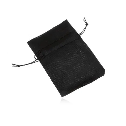 Menší organzový sáček na dárek, černá barva, lesklý povrch