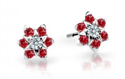 Cutie Jewellery Půvabné dětské náušnice z bílého zlata C2152-30-X-2 červená