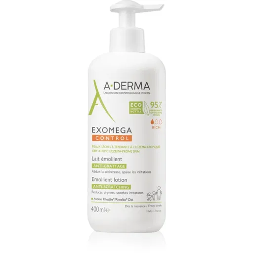 A-Derma Exomega Control Emollient Lotion tělové mléko proti podráždění a svědění pokožky 400 ml