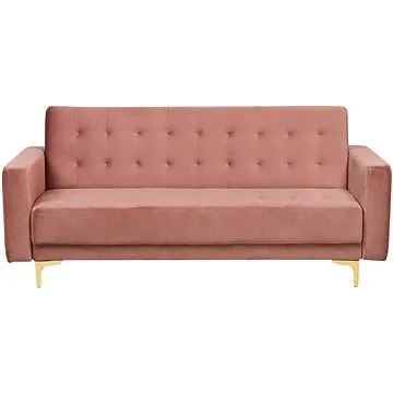 Trojmístná růžová sametová rozkládací BELIANI ABERDEEN (beliani_154329)