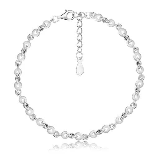 Stříbrný náramek 925 - diamantový motiv, kulatá očka, karabinka