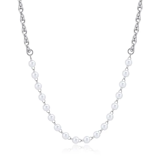 S'Agapõ Půvabný ocelový náhrdelník s perlami Chunky SHK63