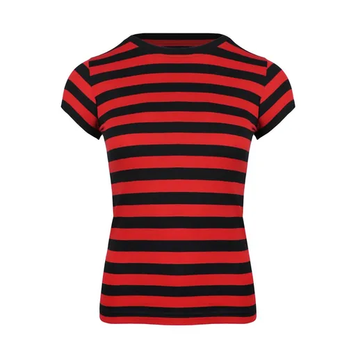 Mantis Dámské pruhované tričko - Černá / červená | M
