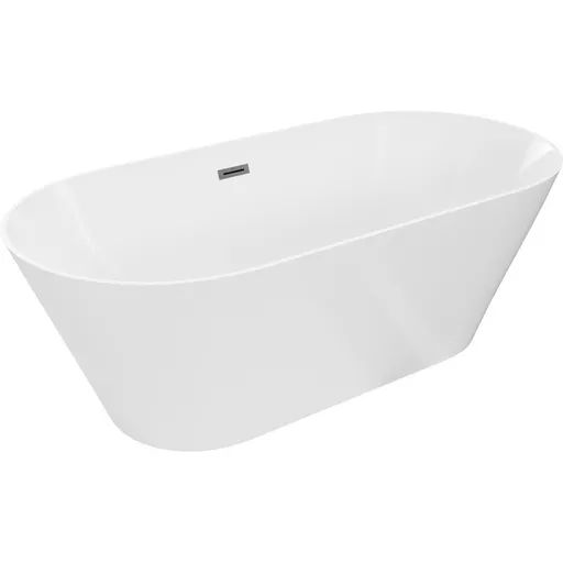 MEXEN/S Luna Slim volně stojící vana 170 x 75, bílá, sifon a přepad grafit metal 52041707500-95