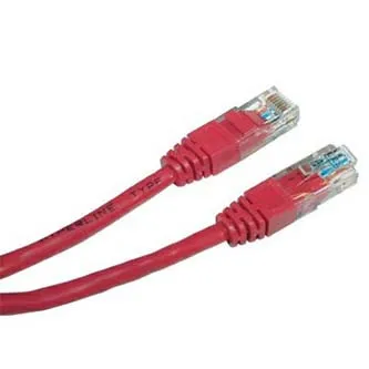 Síťový LAN kabel UTP patchcord, Cat.5e, RJ45 samec - RJ45 samec, 0.25 m, nestíněný, červený, economy, DOPRODEJ