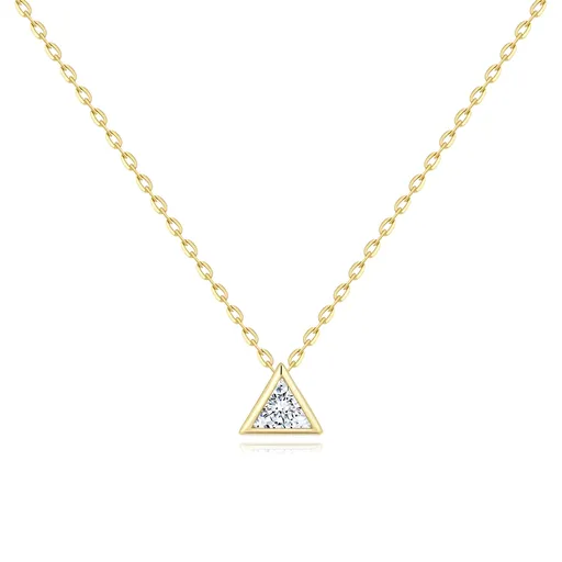 Zlatý náhrdelník ze 14K žlutého zlata - malý trojúhelník s čirými zirkony