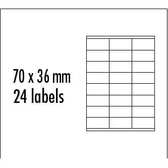 Logo etikety 70mm x 36mm, A4, matné, červené, 24 etikety, baleno po 10 ks, pro inkoustové a laserové tiskárny