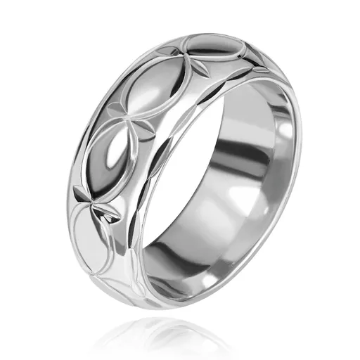 Obroučka ze stříbra 925 - obrysy zrníček a paprsky - Velikost: 64