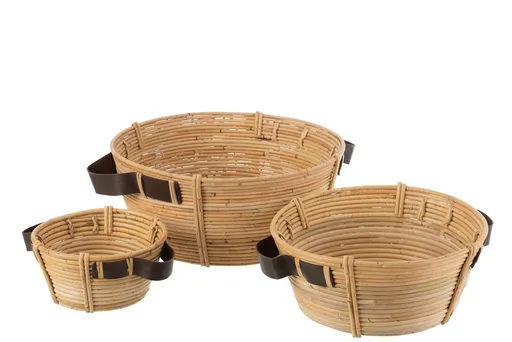 Set 3ks kulatý ratanový košík Rattan Natural - Ø 44*18/ Ø 44*18/ Ø 44*18 cm J-Line by Jolipa
