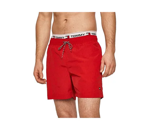 Tommy Jeans pánské červené plavky MEDIUM DRAWSTRING UM0UM02043 S