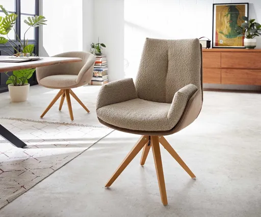 Jídelní židle Clea-Flex béžová dřevěná podnož hranatá přírodní