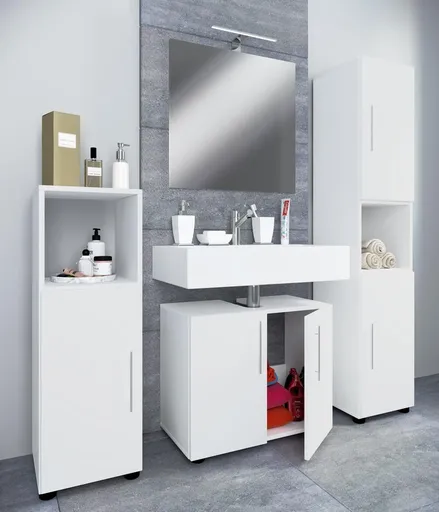 VCM 4dílná koupelnová sada nábytku Flandu II, bílá