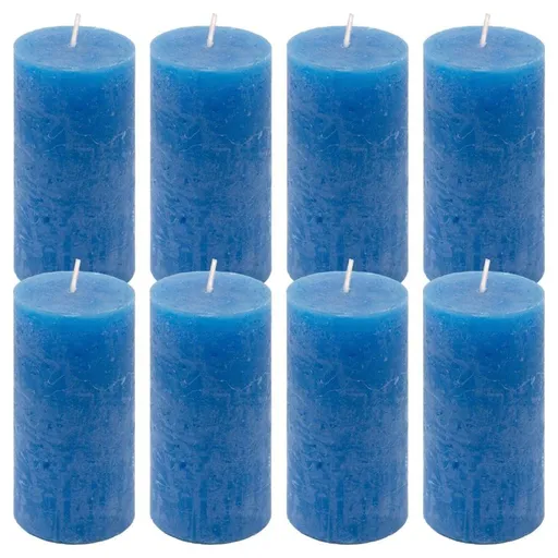 Modrá parafínová svíčka rustikální 10 cm, 25 h, sada 8 ks