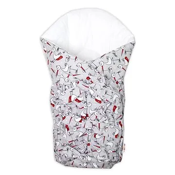 Baby Nellys Klasická retro šněrovací zavinovačka Čápi - šedá/bílá (124017)