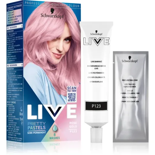 Schwarzkopf LIVE Ultra Brights or Pastel semipermanentní barva na vlasy odstín 123 Rose Gold 1 ks