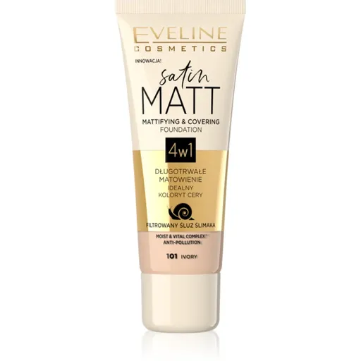 Eveline Cosmetics Satin Matt matující make-up se šnečím extraktem odstín 101 Ivory 30 ml