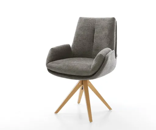 Jídelní židle Clea-Flex bouclé měkký tmavě béžová dřevěná