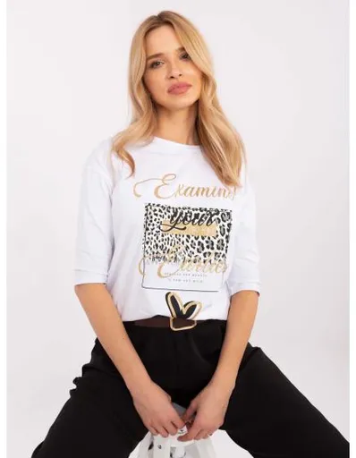 Bílá bavlněná halenka s kulatým výstřihem