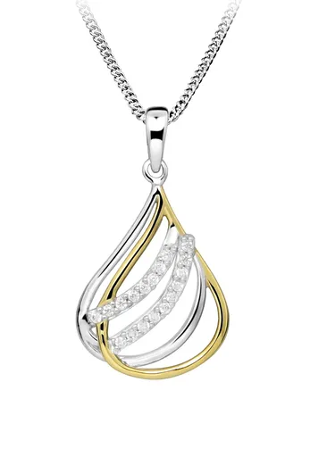 Silver Cat Stříbrný náhrdelník se zirkony Bicolor SC609 (řetízek, přívěsek)