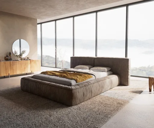 Čalouněná postel Coperti 140x200 cm mikrovlákno taupe vintage