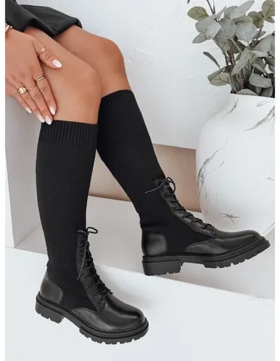 Dámské kotníkové boty ponožkové černé