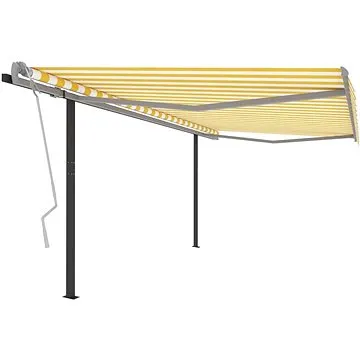 Automatická zatahovací markýza se sloupky 4 x 3 m žlutobílá (3070148)