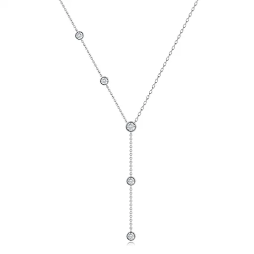 Stříbrný náhrdelník 925 s čirými zirkony a dvěma typy řetízků