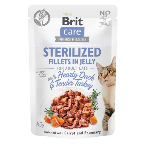 Brit Care Cat Sterilized - Fillets in Jelly with Hearty Duck & Tender Turkey 85 g