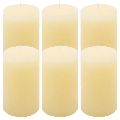 Krémová parafínová svíčka rustikální 11,5 cm, 40h, sada 6 ks