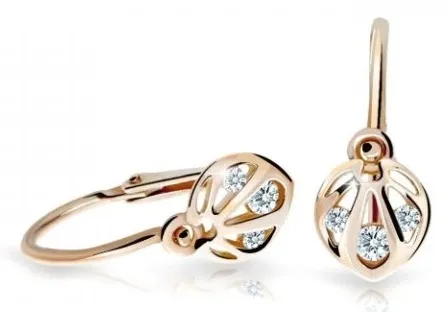 Cutie Jewellery Slušivé dětské náušnice z růžového zlata C2265-10-X-4 bílá
