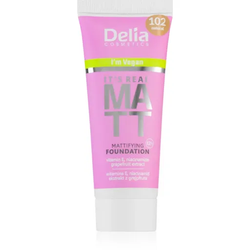 Delia Cosmetics It's Real Matt matující make-up odstín 102 Natural 30 ml