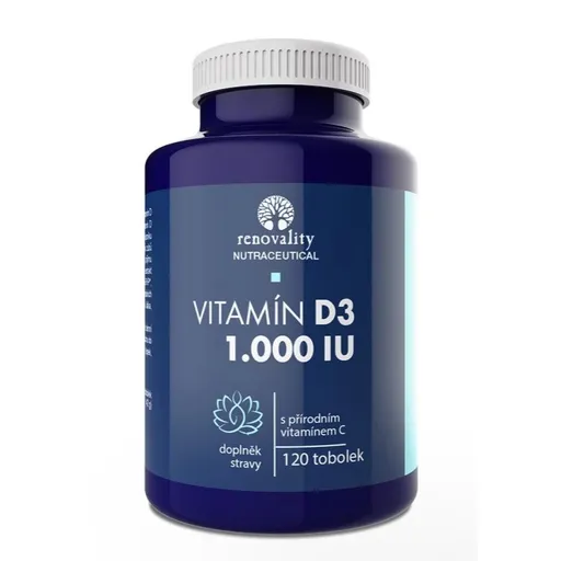 Renovality Vitamín D3 1.000 IU obohacený přírodním vitamínem C 120 tobolek