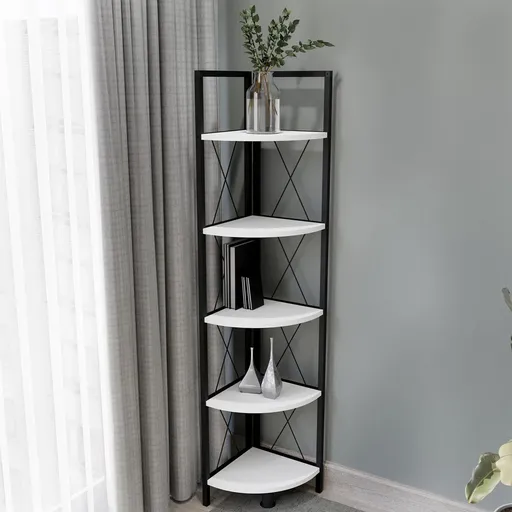 VCM Rohový regál Insasi 5, bílý