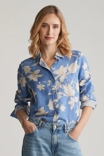 KOŠILE GANT REG FLORAL PRINT LINEN SHIRT PERFECT BLUE