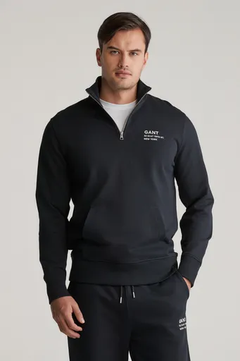 MIKINA GANT SCRIPT GRAPHIC HALF ZIP SWEAT BLACK