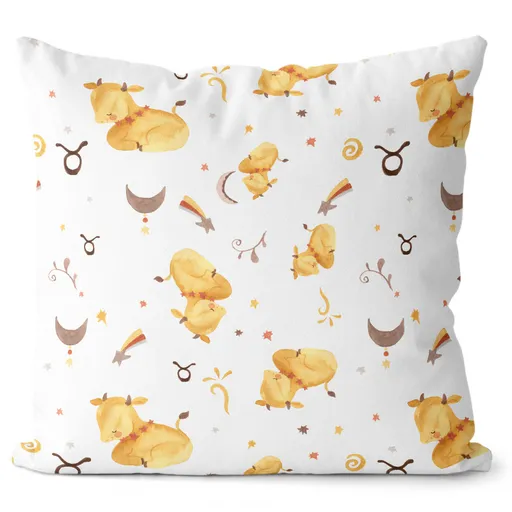 Polštář Znamení Watercolor – Býk (21.4. - 21.5.) (Velikost: 40 x 40 cm)