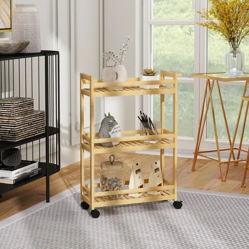 HOMCOM Servírovací stolek, bambus