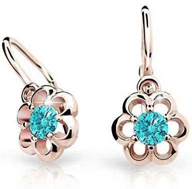 Cutie Jewellery Dětské náušnice z růžového zlata C1947-10-X-4 světle zelená
