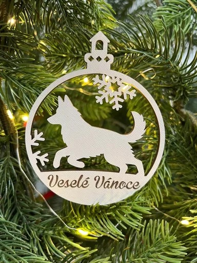 Vsepropejska Vánoční baňka s německým ovčákem – ozdoba na stromeček Typ: Baňka 1