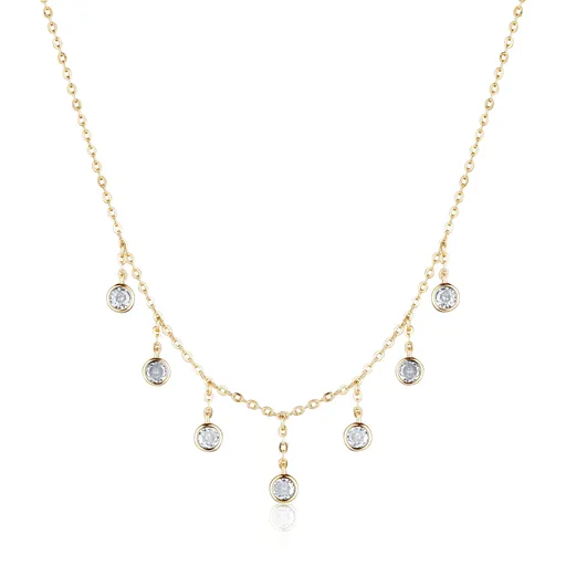 JVD Luxusní pozlacený náhrdelník se zirkony SVLN0552XK5GO45