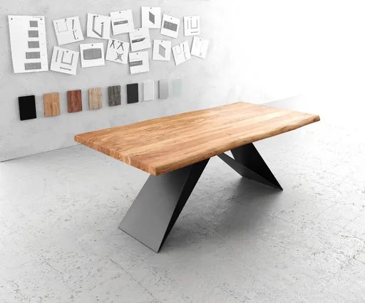 Jídelní stůl Edge 200x100 XL akácie přírodní podnož ve tvaru "V