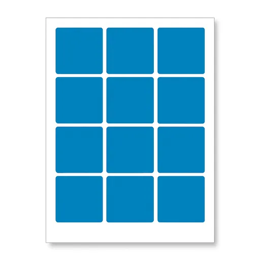 Samolepicí etikety 60 x 60 mm, 12 etiket, A4, 20 listů, modré