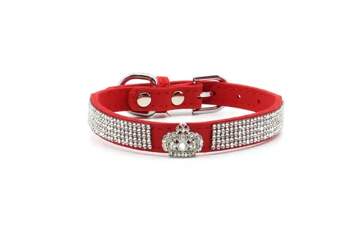 Vsepropejska Laura třpytivý obojek pro psa | 15 - 30 cm Barva: Červená, Obvod krku: 18 - 24 cm