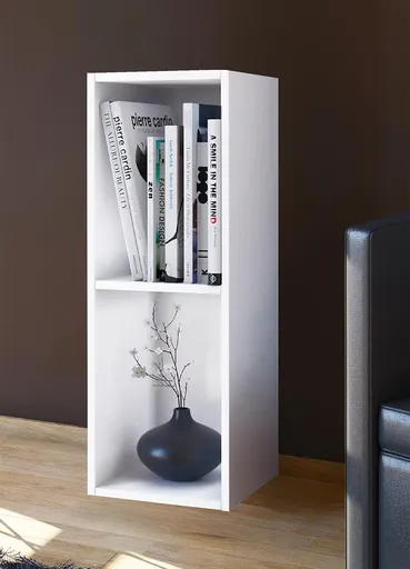 VCM Sběratelská police Mendas Mini 2 přihrádky, bílá