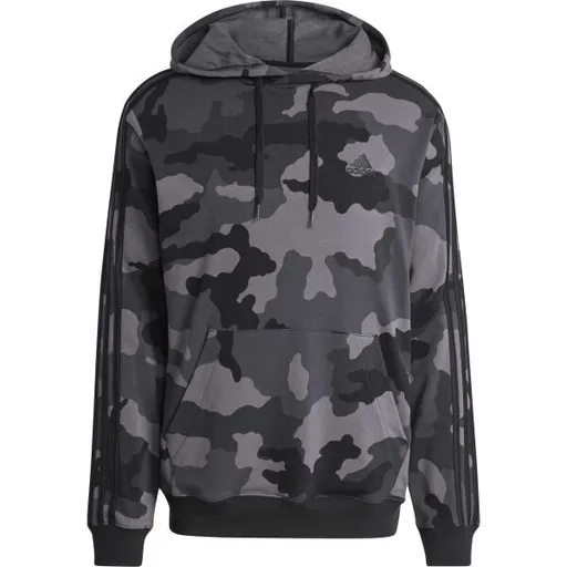 adidas CAMO HOODIE Pánská mikina, tmavě šedá, velikost XXL