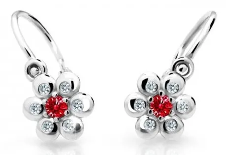 Cutie Jewellery Kytičkové dětské náušnice z bílého zlata C2247-10-X-2 červená