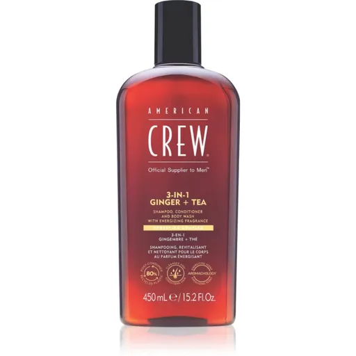 American Crew 3 in 1 Ginger + Tea 3 v 1 šampon, kondicionér a sprchový gel pro muže 450 ml