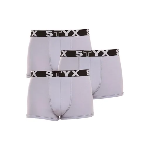 Styx 3PACK pánské boxerky sportovní guma šedé (G10676767) L