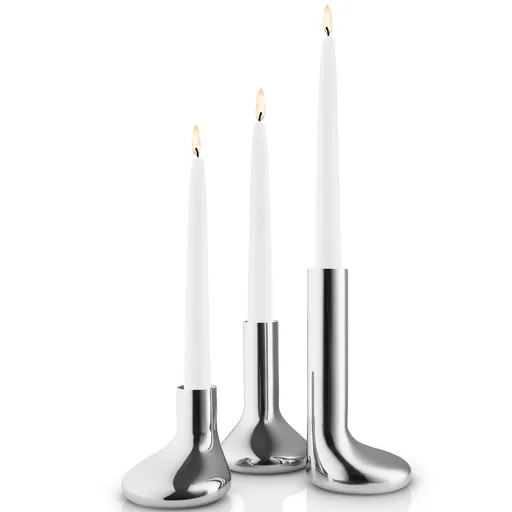 Svícen na kónickou svíčku MELLOW, sada 3 ks, stříbrná, nerezová ocel, Eva Solo
