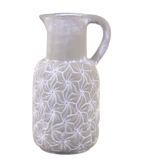 Cementový antik dekorační džbán s květy Colmar - 16*14*30cm Chic Antique